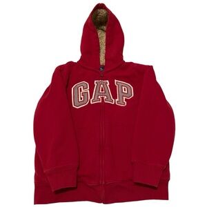 Red GAP Lined Sweatshirt/Jacket w/ Sherpa Lined Hoodie Size L (10)